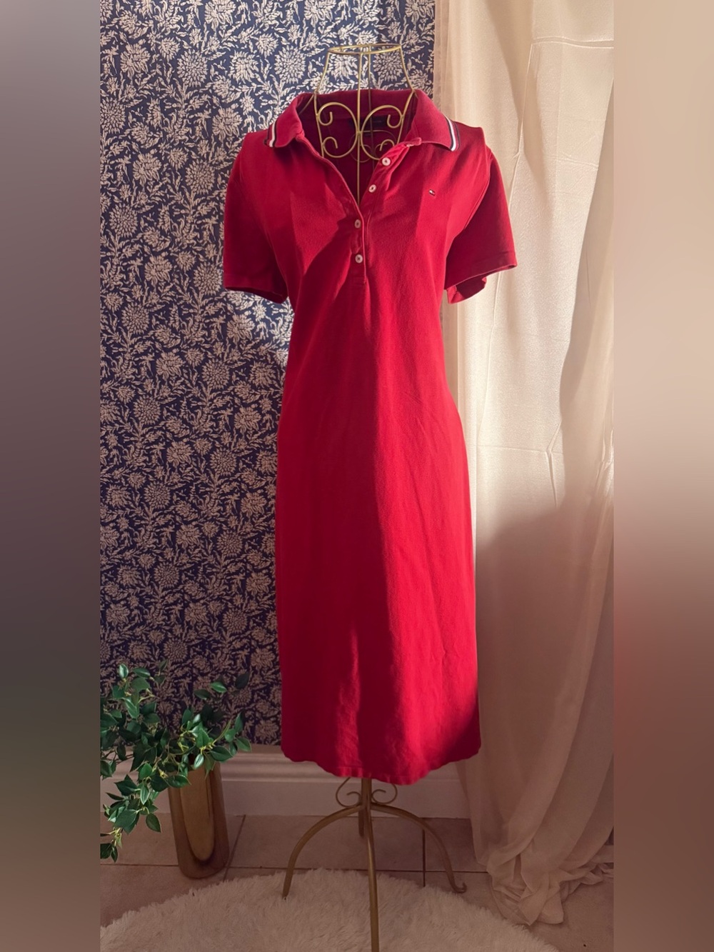 Tommy Hilfiger Red Short Sleeve Polo Dress | Large